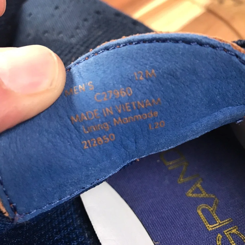 Cole Haan OriginalGrand Stitchlite Wingtip Oxford Mens 12M Blue Knit‎ Sneaker